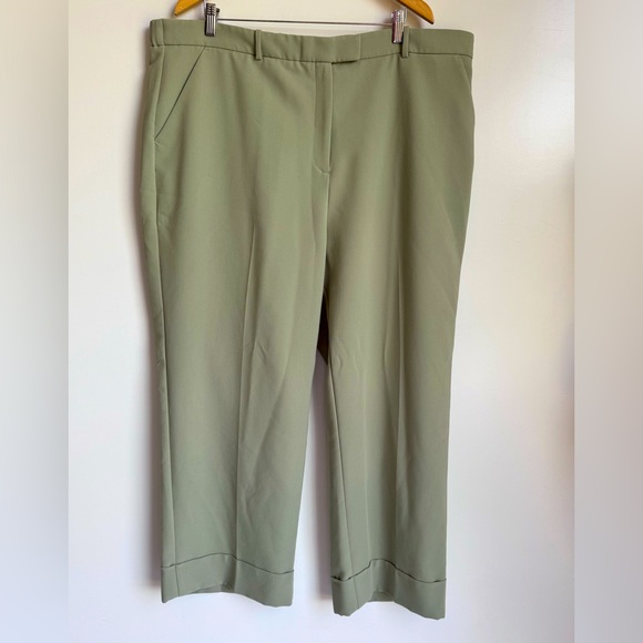 Abercrombie & Fitch Sage Green Wide Leg High Rise Dress Pant Trouser Plus Sz 20 - Picture 1 of 11